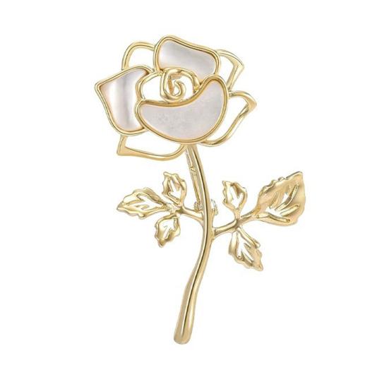 

Women Brooch Hollow 3D Rose Flower Design Alloy Pin Suits Coats Sweaters Badge Commuting Dating Accessory
