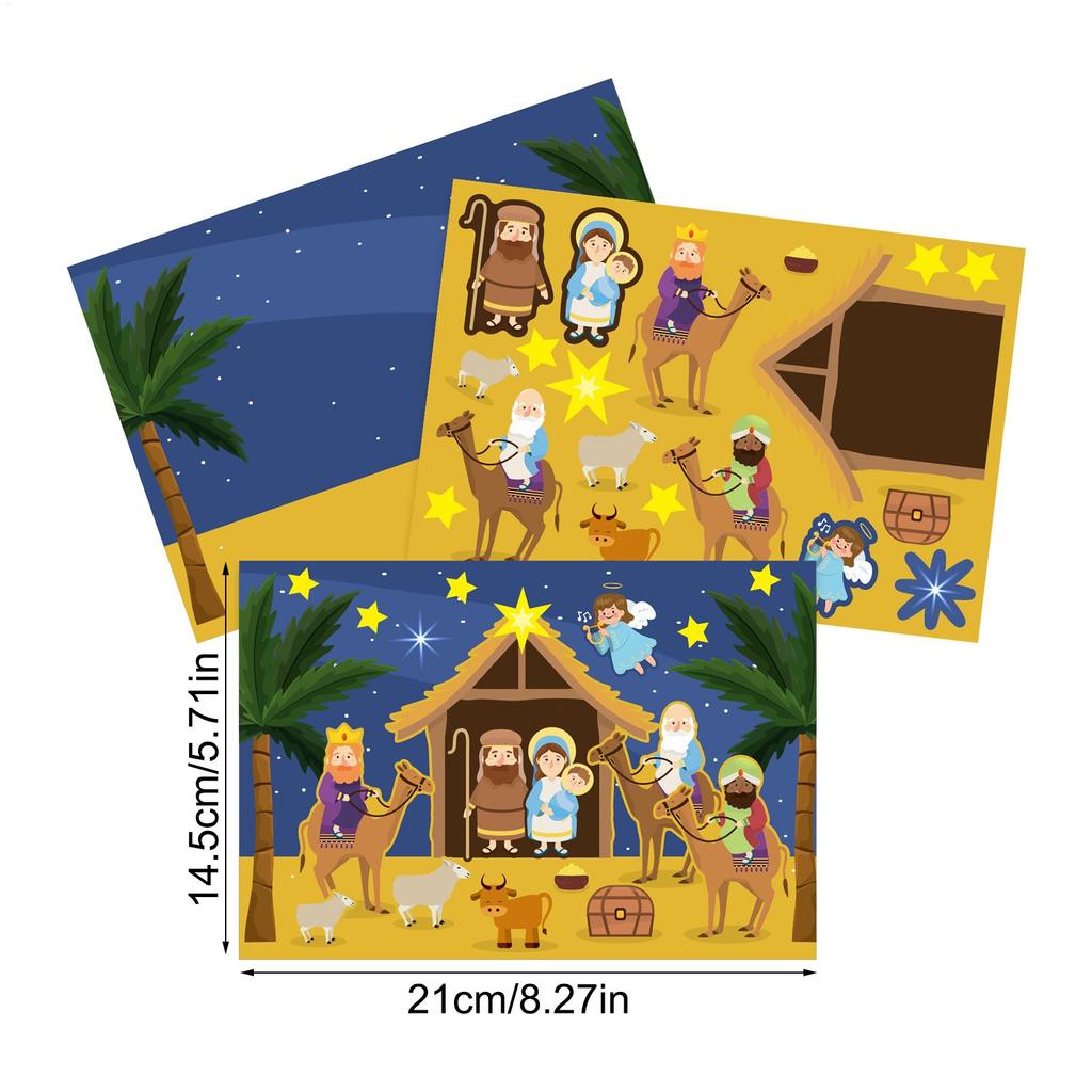 Christmas Stickers For Kids Nativity Scene Holiday Stickers Religious Decor 12 Pieces Craft Kits Scrapbook Supplies For