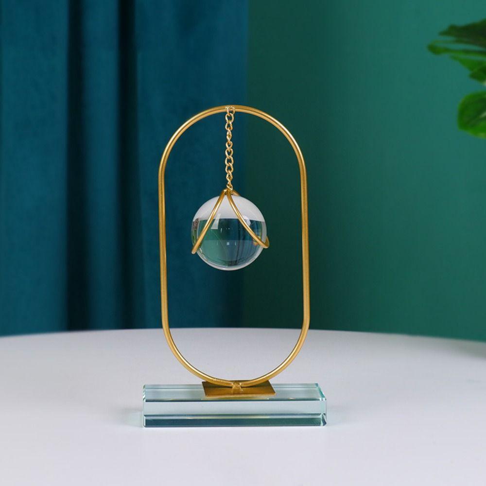 Light Luxury With Bracket Crystal Ball Ornaments Geometric Abstract Crystal Ball Sculpture Desktop Decor Stand Living Room