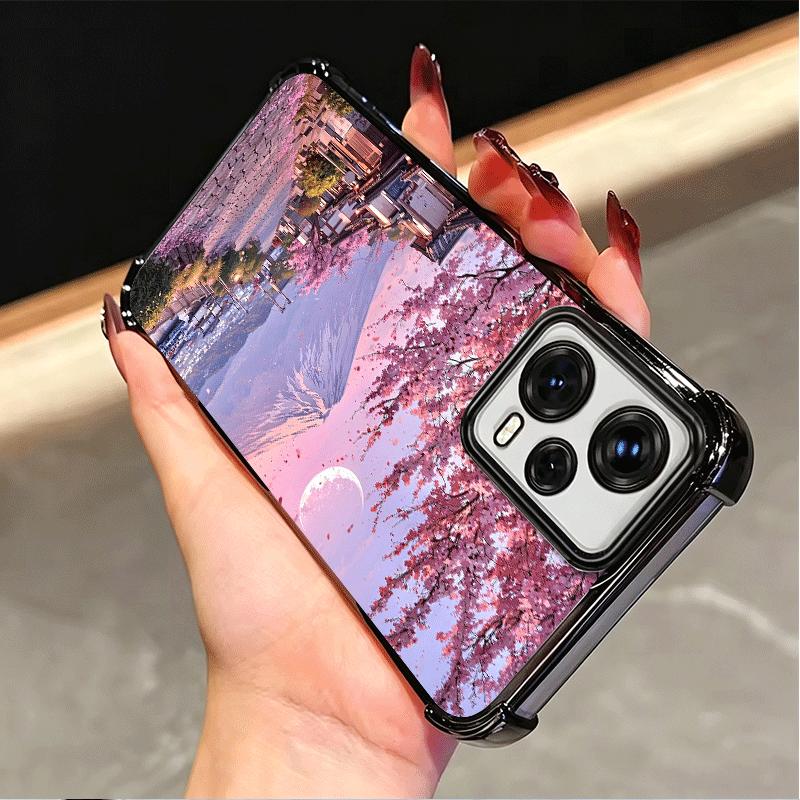 Japanese Pink Cherry Mount Fuji Soft Phone Case For Xiaomi Poco X7 X8 Pro Max X6 X5 X3 F8 Ultra F7 M8 M7 M5S Redmi 15C 15A 15 14