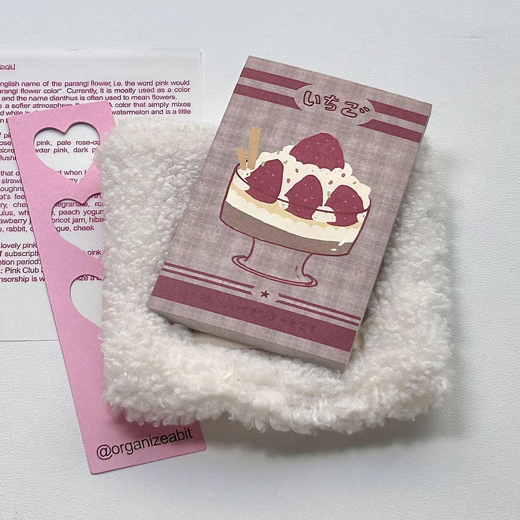 M5 Korean-Style Strawberry & Caramel Memo Pad with Grid Background