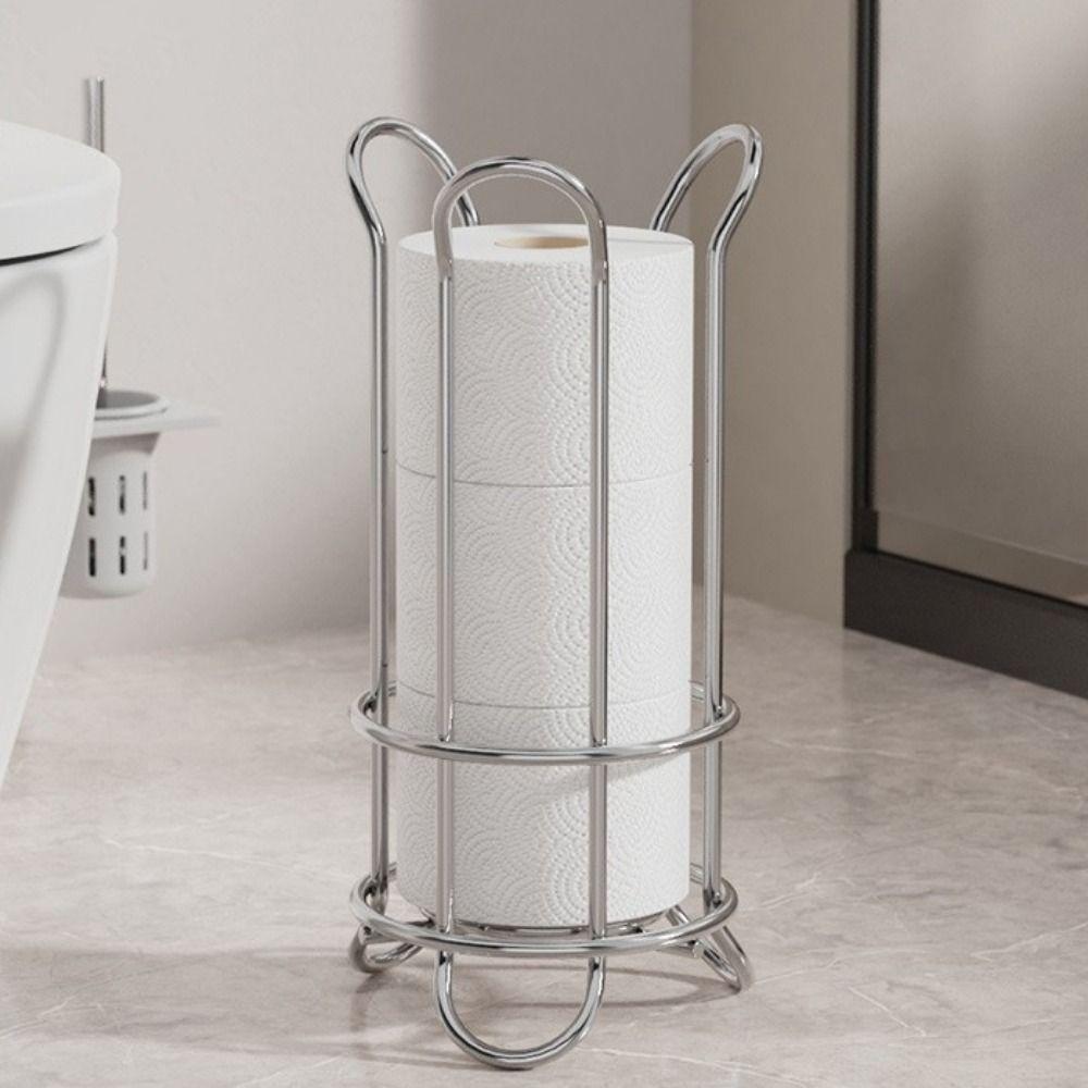 Iron Standing Toilet Roll Holder Decorative Minimalist Toilet Roll Paper Holder Large Capacity Durable Napkin Stand Hotels
