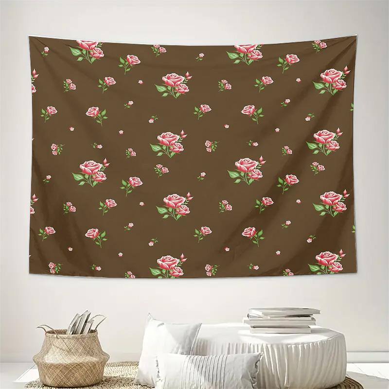 Blumenwandteppich Rosenblume Wandbehang Ästhetische Raumdeko Botanischer Wandteppich Natur Wandkunst Schlafsaal Dekoration Bohe