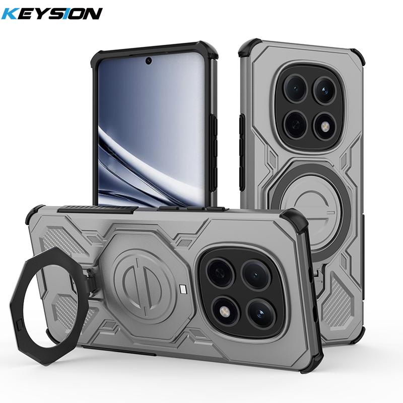 KEYSION Shockproof Magnetic Case for Redmi Note 15 Pro 4G 5G Upright Live Metal Ring Stand Phone Cover for Redmi Note 15 Pro+ 5G