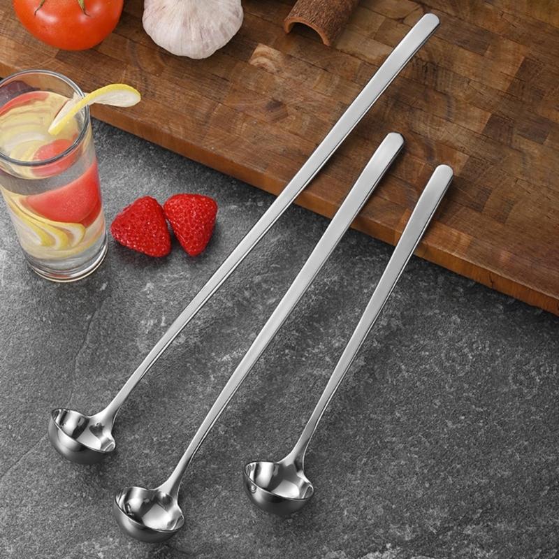 Stainsless Steels Dessert Spoon Long Handle Tea Coffee Stirring Spoons Kitchen Mixings Spoon for Dessert Milkshakes Salad