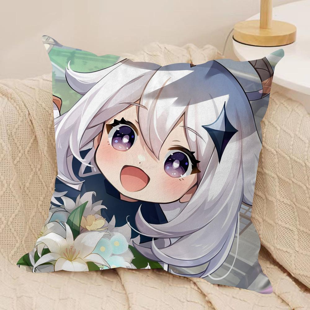 Paimon Cute Genshin Impact Cushion Cover Silky Short Plush Invisible Zipper Dustproof Sofa Pillow Case For Home Decor