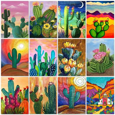 5D Diy Cactus Flower Diamond Painting Plant Diamond Embroidery Flower Cross Stitch Rhinestones Mosaic Kit Handicraft Home Decor
