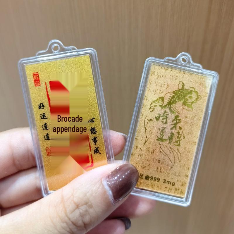 999 Pure Gold Good Luck & Wealth Peach Blossom Car Pendant with Adhesive Gold Sticker