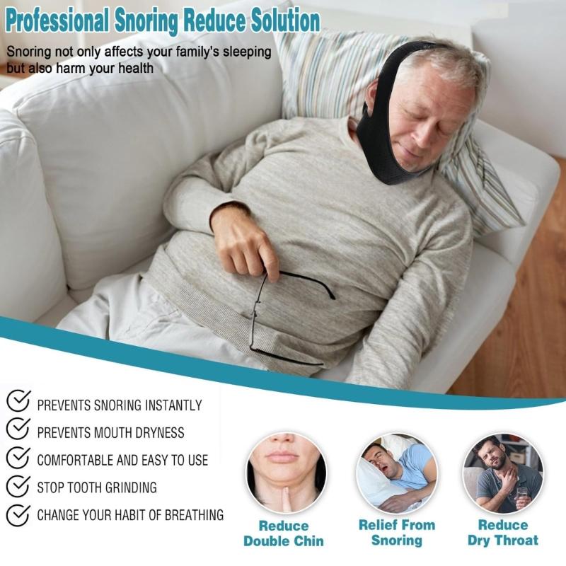 Breathable AntiSnoring Chin Straps Adjustable Design To Prevent Mouth Breathing for 21.65-23.62in Head Circumference