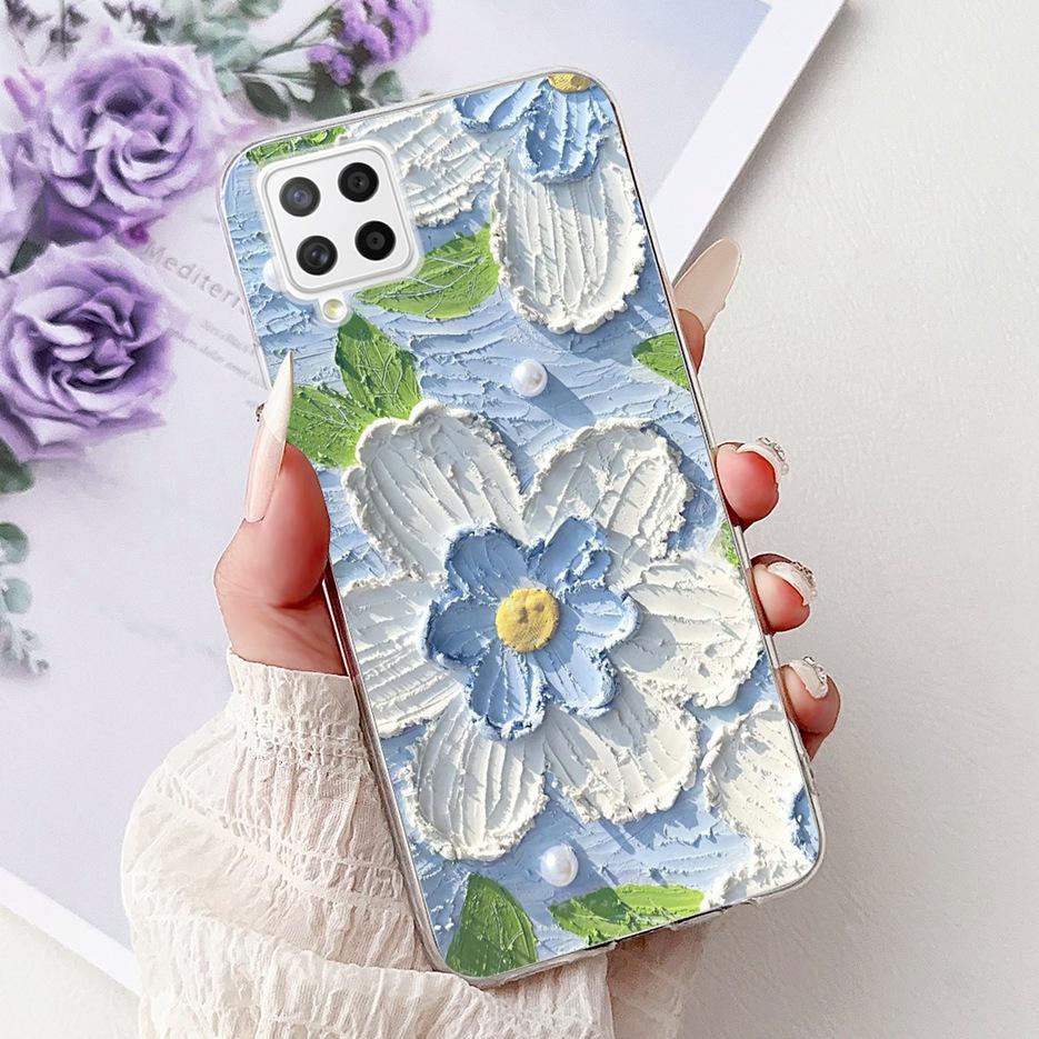 For Samsung Galaxy A22 4G Case Coloful Flowers Painted Cover Soft Slim Phone Case For Samsung A22 A 22 Galaxy A42 5G Fundas Bags