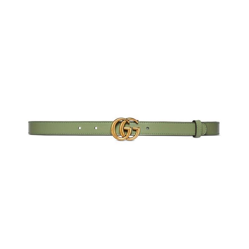 GUCCI GG Marmont Double G logo style buckle canvas leather belt women's light brown/green width 2cm 659418-92TIC-9257