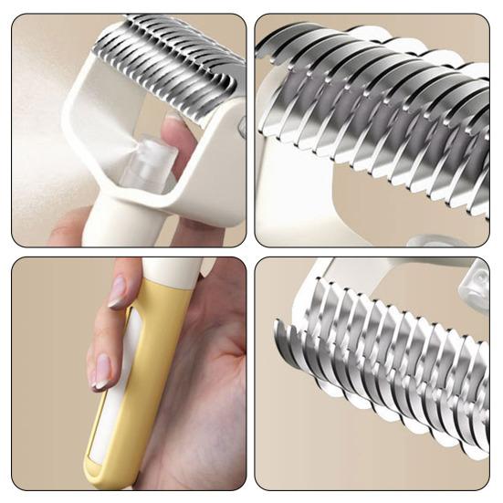 Dual-Sided Pet Grooming Comb for Dogs Cats, 2?in?1 Pet Deshedding Brush with Spray, Undercoat Rake Dematting Comb Tool for Long Haired Pet
