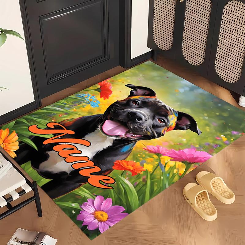 Cute PUPPY (5) Personalized Name Office Carpet Stylish Decor for Living Room Bedroom Kitchen