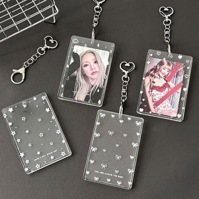 With Keychain Acrylic Photocard Holder Transparent Picture Album Idol Card Display  Student