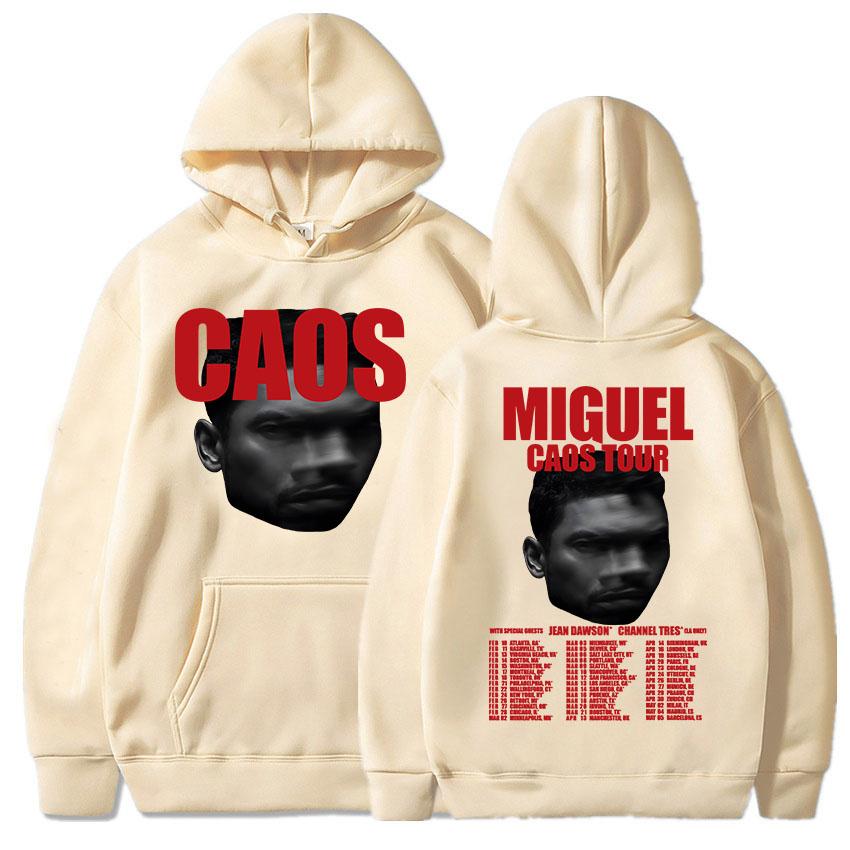 MIGUEL CAOS Tour 2026 Hoodies Long Sleeve Winter Hooded Sweatshirts Unisex Streetwear Hip Hop Fleece Pullovers Print Hoody