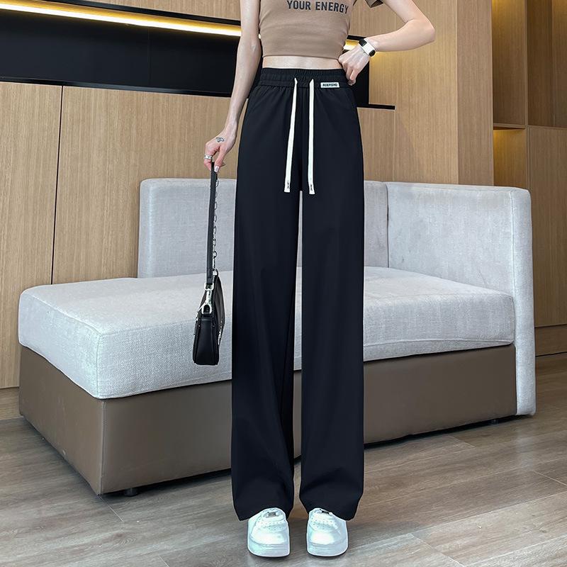 

2024 Women s Summer High Waist Ice Silk Straight Leg Drape Pants L
