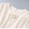 French Sequin Embroidered Lace Dress, Round Neck, Elegant Waist-Gathering, Summer Style for Women.