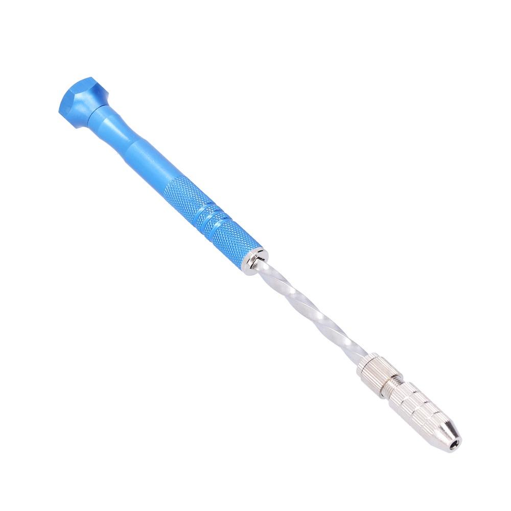Durable Blue Hand Drill Slim Handle Knurled Grip Jewelry Carving Drill Metal Compact Pin Vise Hand Drill