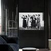 Roaring Twenties Style Black & White Wall Art Print, Vintage Flapper Girls Drinking Mural Poster Decor