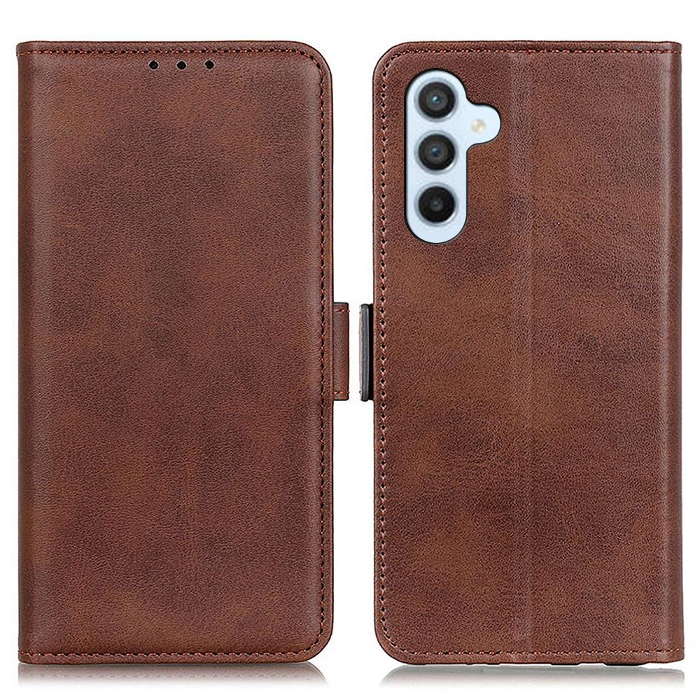 For Samsung Galaxy M35 5G Case Stand Cowhide Texture PU Leather Phone Cover