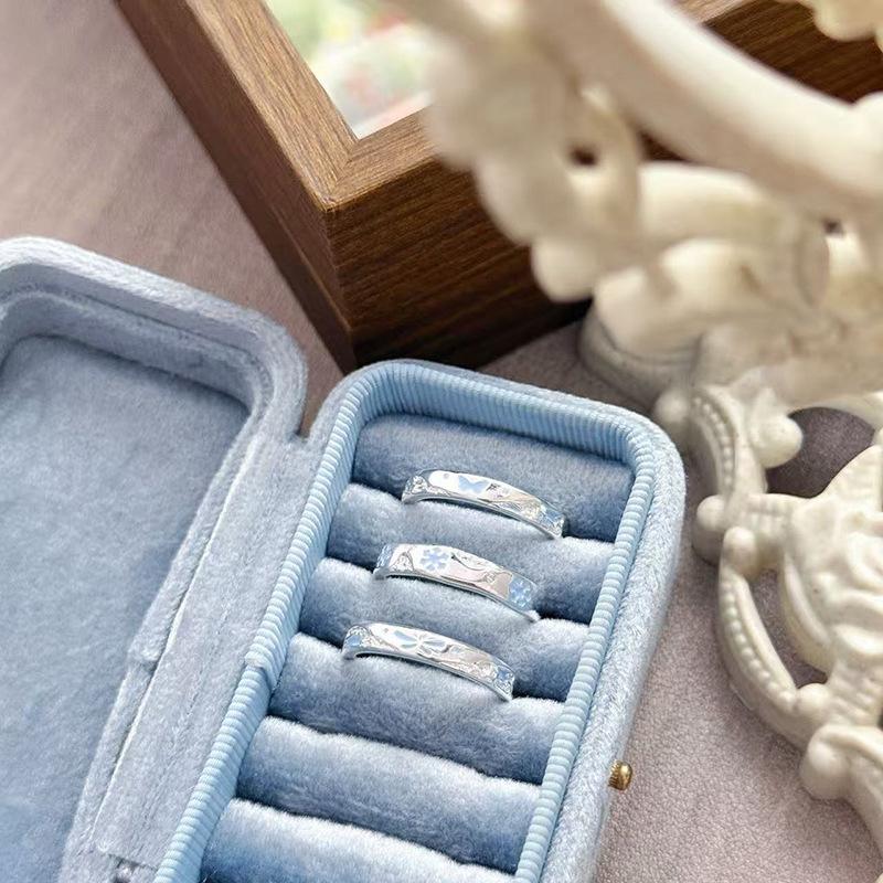 Epoxy Enamel Snowflake Butterfly Simple Opening Ring Irregular Niche Design High-End Simple Girlfriend Ring