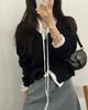 Korean Chic Cotton Jacquard Ribbon Shirt & Cable Knit Vest Set for Women