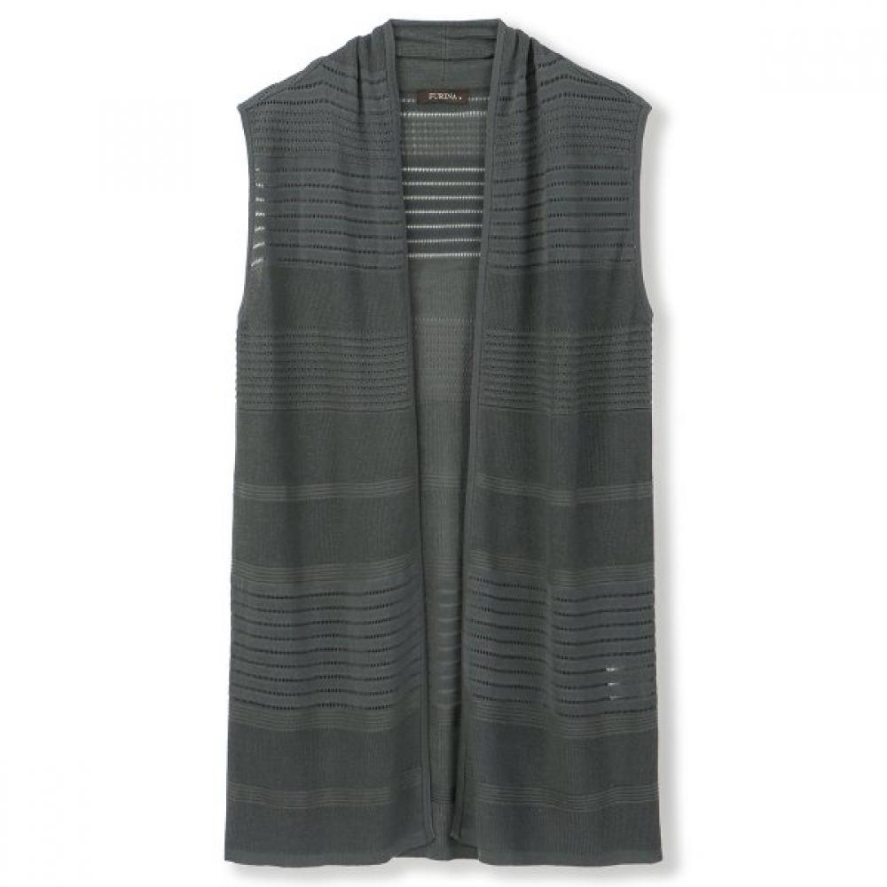 Furina Italian Ice Cotton Stripe Knit Vest Grey/M (90)
