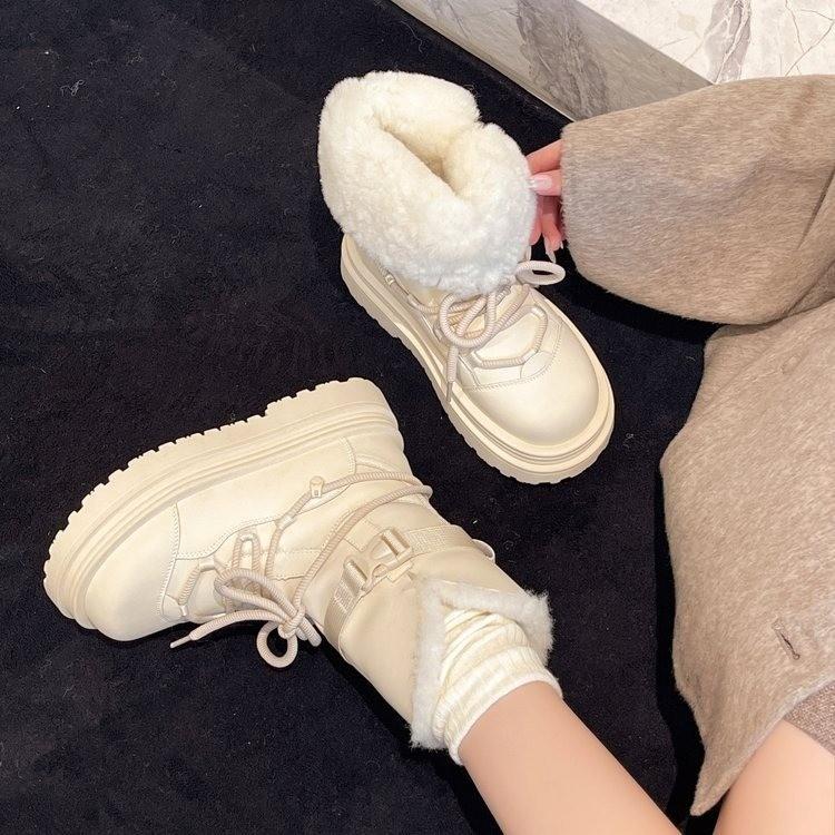 Fashion Thick-soled snow boots for women 2025 winter new style, fleece and thickened, fashionable and warm short boots