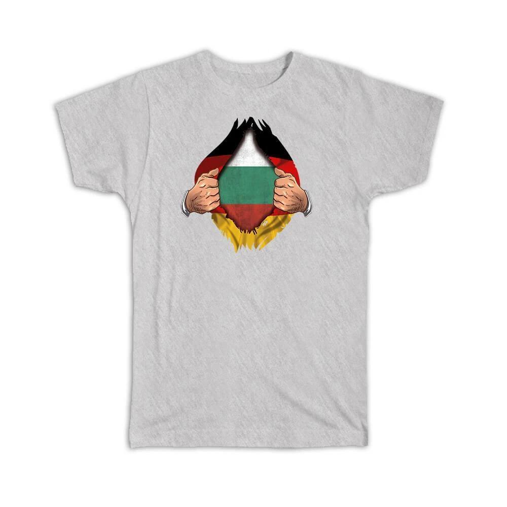 Gift T-Shirt : Bulgaria German Flag Chest Bulgarian Germany XL