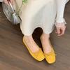Yellow single shoes women's 2025 new summer soft-soled French evening bow flat-bottomed super fire ballet shoes