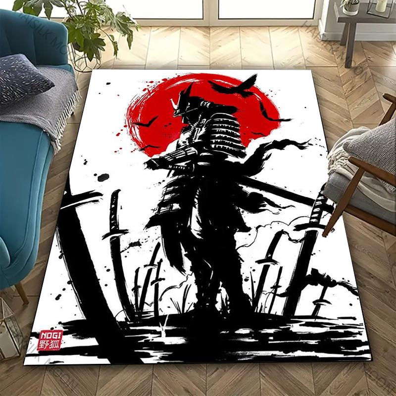 Bushido Spirit Slavnostní Samurajské Vzory Koberec Ložnice Obývací Pokoj Kancelář Velká Protiskluzová Podložka Domácí Dekorace Koberec Pěkný Dárek pro Přátele