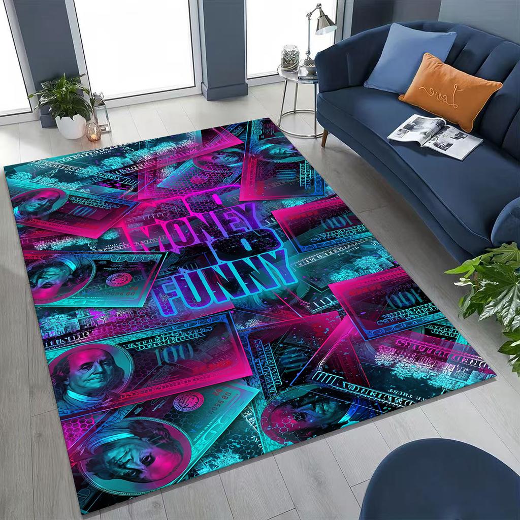 3D Personality Money USD Euro RICH Pattern Rug for Bedroom Living Room Sofa Home Doormat Decor,Large Kid Play Non-slip Floor Mat