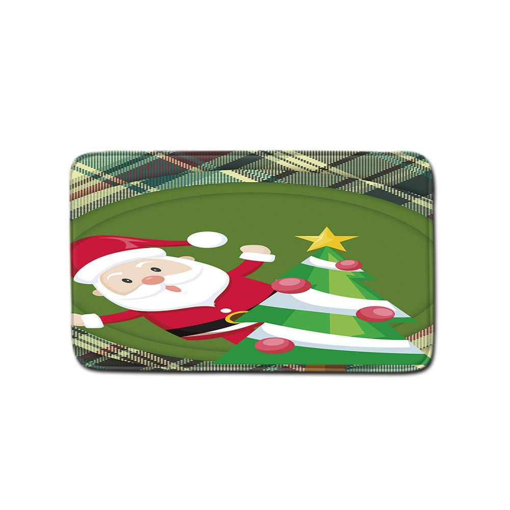 Christmas Shower Curtain Floor Mat Combination Four-Piece Set Bathroom Toilet Carpet Shower Room Mat Foot Mat