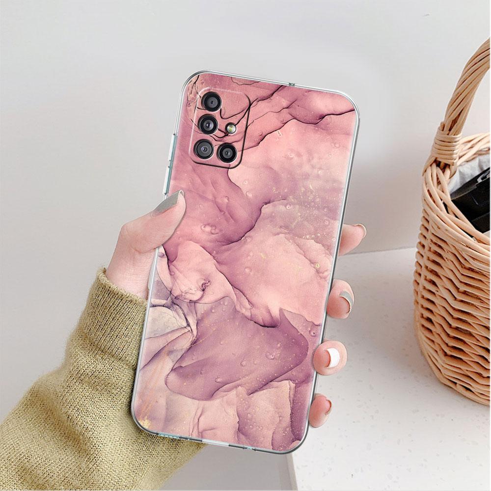 Marble Pattern Clear Case For Samsung Galaxy A52 A12 A51 A32 A21s A71 A32 A22 A50 A70 A31 A72 5G Phone Cover