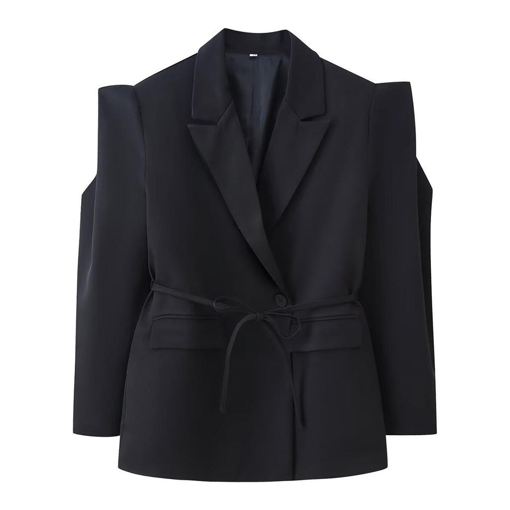 Giacca da completo da donna stile europeo e americano, cintura dimagrante per la vita, con spalle larghe