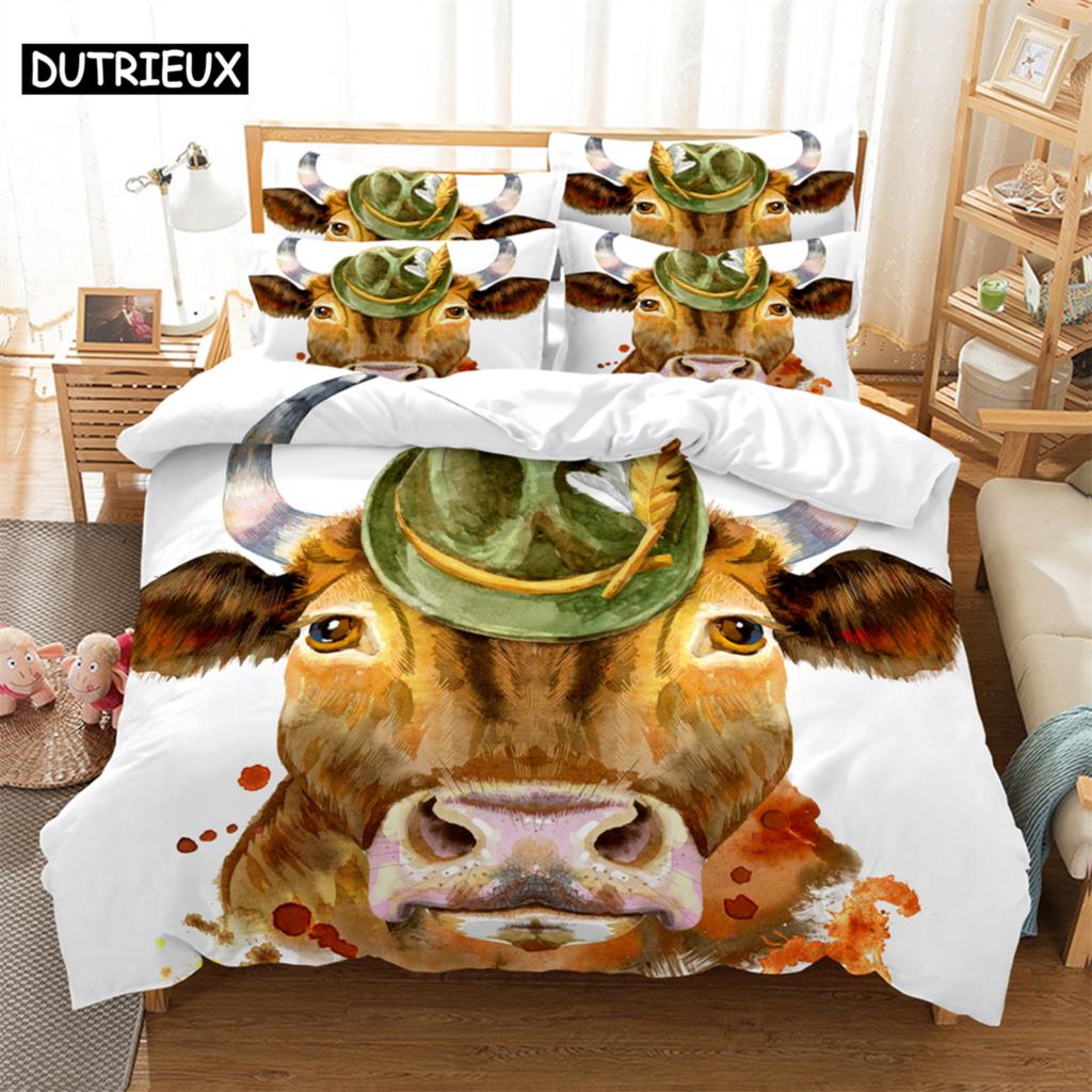 

3D digital printing 2/3pc quilt cover pillowcase double bed set cover quilt Soft Microfiber bedding set Little donkey (135x200cm)&set