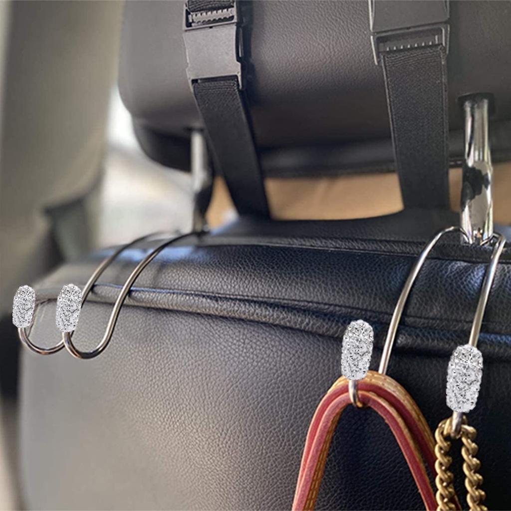 RICISUNG Car Seat Car Convenient Car Seatback Crystal Car Mini Cargo Car Storage Hook, Accessories, Accessories, Pocket, Hook, Hook, Hook, (White)