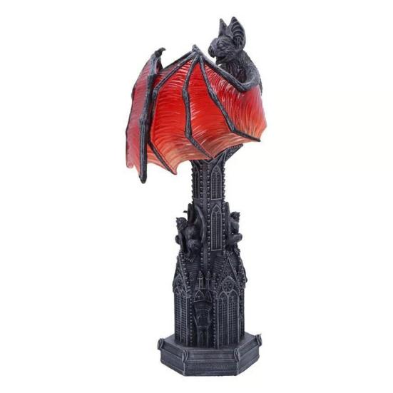 Bat Wings Lamp Gothic Wings of Night Halloween Lamp Vintage Bat Table Lamp with Red Glow Cathedral Base Night Light for Spooky Horror Room Witchy