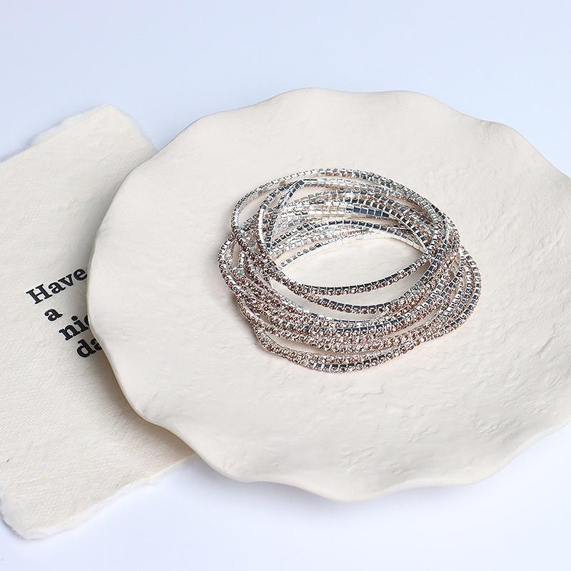 5pcs Fashion Crystal Rhinestone Stretch Bracelet For Women Elastic Wristband Wedding Bracelets Daily Female Zircon Accessories