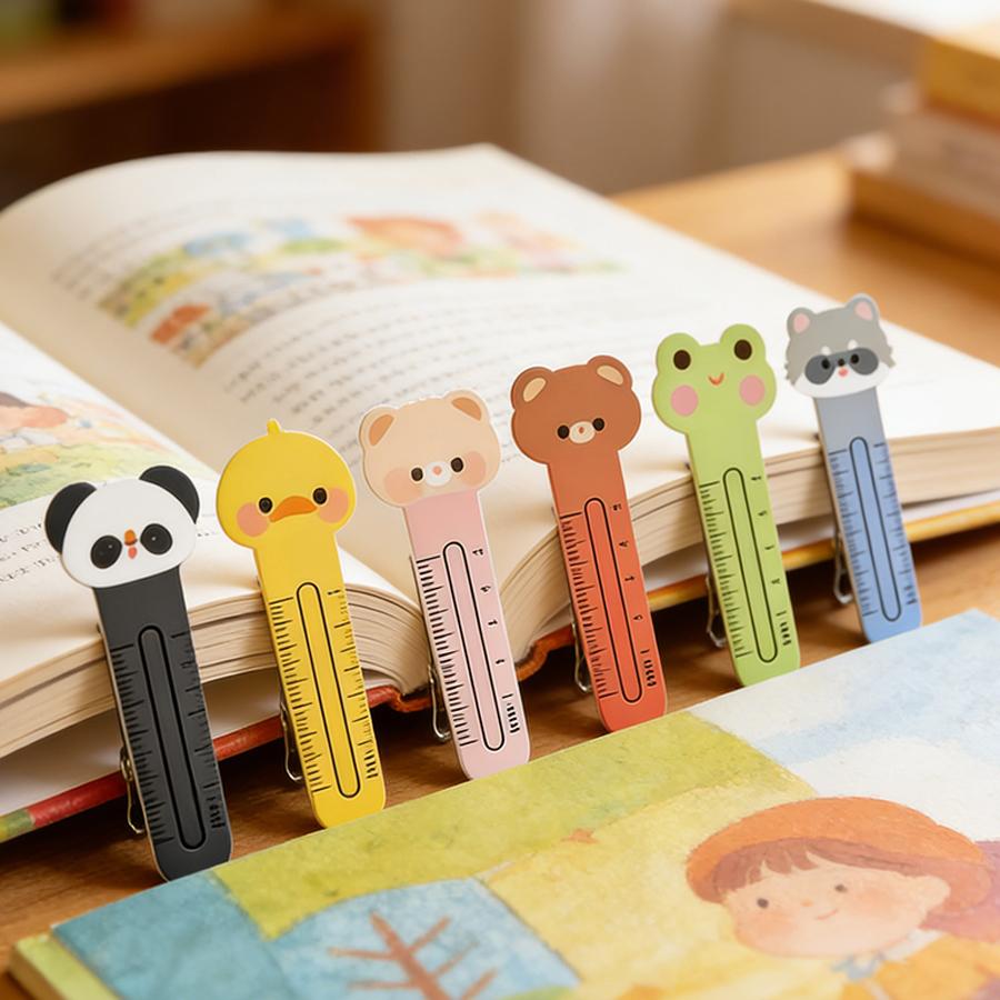 100/200pcs 10.5cm Paper Ruler Bookmarks Cute Animal Pattern Multifunctional Ruler Bookmark Stationery Gift Rewards for Students