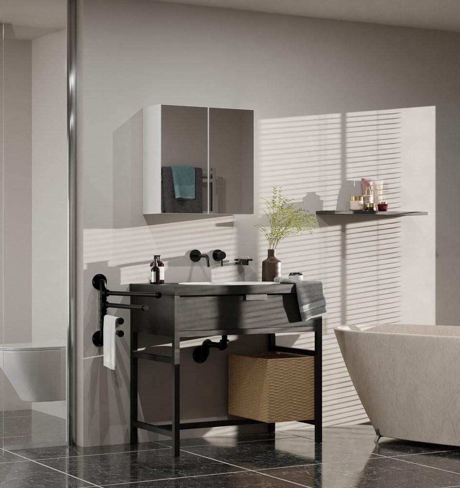 Pola Bathroom Cabinet 2 Doors Mirror White