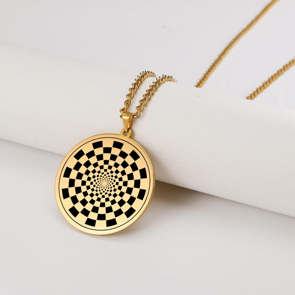 Dawapara The Illusion of Amulet Pendant Necklace Geometric Hypnosis Talisman Stainless Steel Jewelry Gift for Men Women