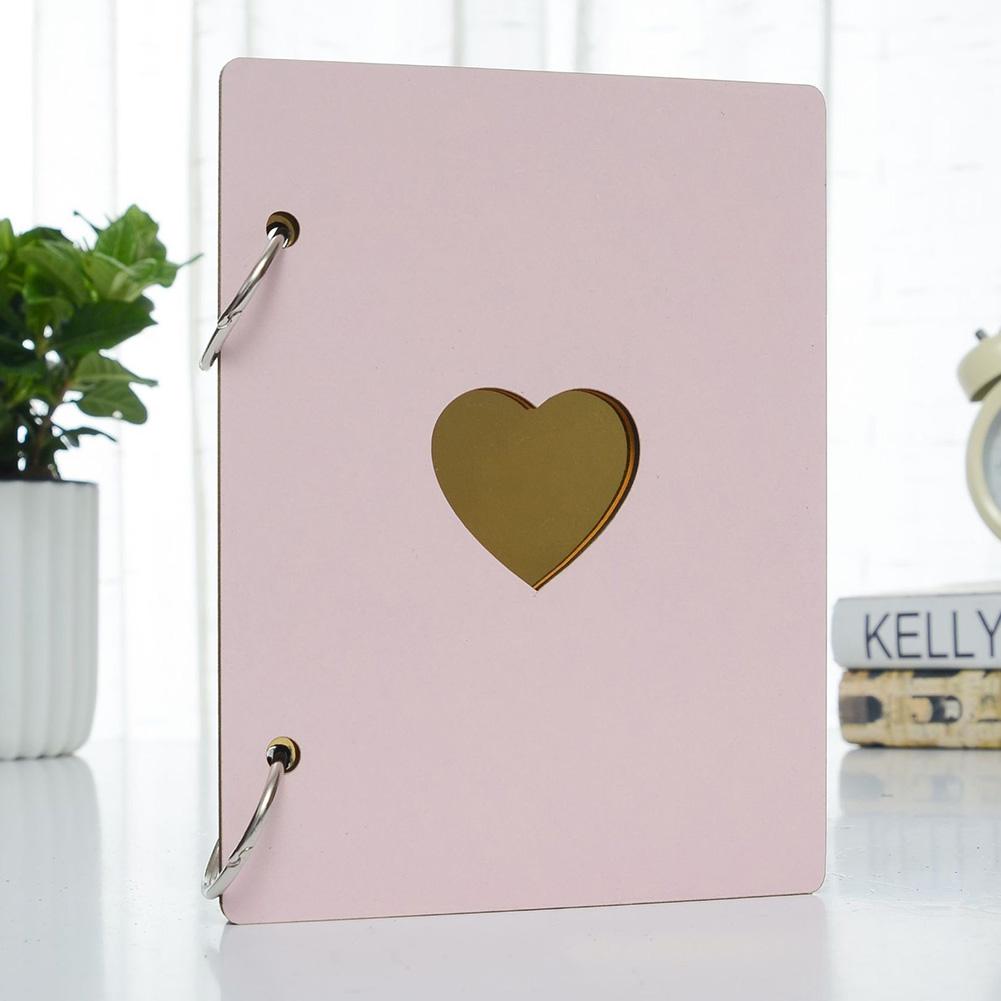 6 Inch Photo Album Baby Growth Wooden Cover Family Memory Commemorative Craft Anniversary DIY Gift Love Heart Decor #734