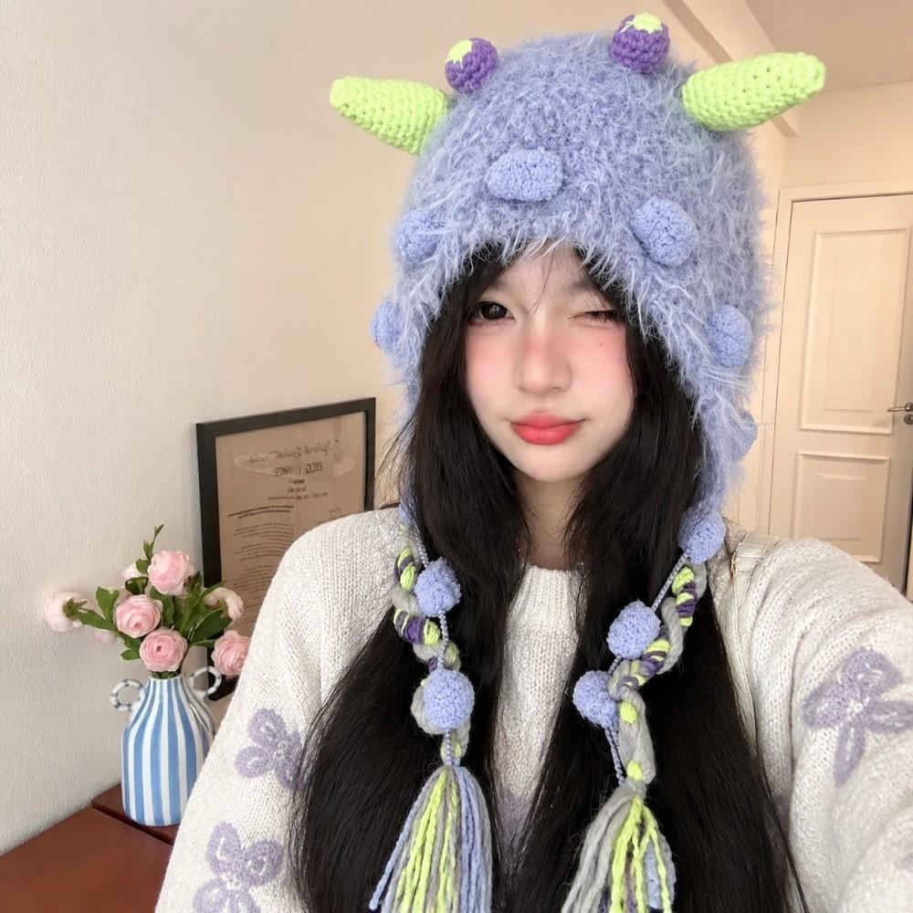Ear Protection Plush Knitted Hat Windproof Beanies Hat Versatile Pullover Caps Autumn Winter