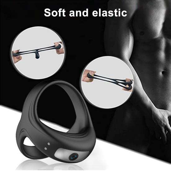 4Pcs Rechargeable Vibrating Cock Ring Silicone Triple-Structure Delay Ring Multiple Vibration Modes Waterproof Body-Safe Discreet Adult Toy