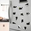 20-Pack Original Black Cat Magnetic Refrigerator Stickers - Cute Cartoon Kittens, Waterproof Design