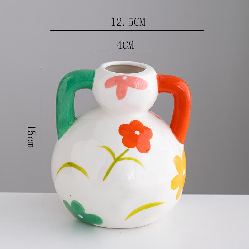 Handmade painted ceramic vase hotel exhibition niche flower ware Creative ceramic decorative vase Flower Arrangement Decoration