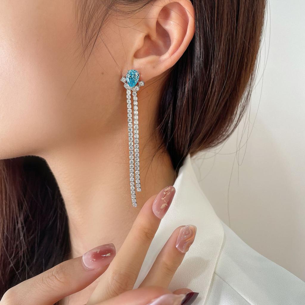 Tancise 7*10 Bijuterii Changliusu Cercei cu diamante cu conținut ridicat de carbon, argint S925 incrustat, 7*10 Cercei cu picături de apă