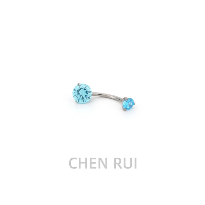 

Titanium Alloy Navel Stud Navel Stud Umbilical Ring Hole-Raising Sexy Flash Anti-Allergy Female Fashion 14G Thick Pen Navel-Raising Ornament Ocean Blue Rod Thickness 1.6 (14g) Rod Length 14mm