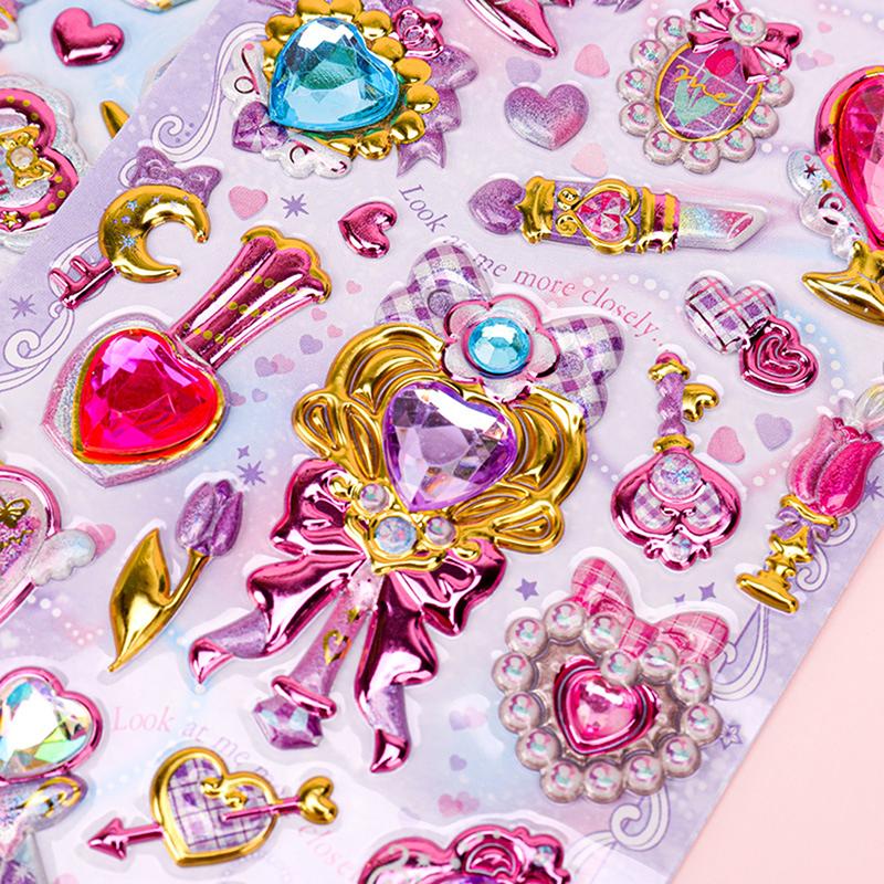 Cute  3D Relief Stickers Cute Aesthetic Stickers Creative Magic Wand Gem Diamond Stickers Shiny Decoration Stickers